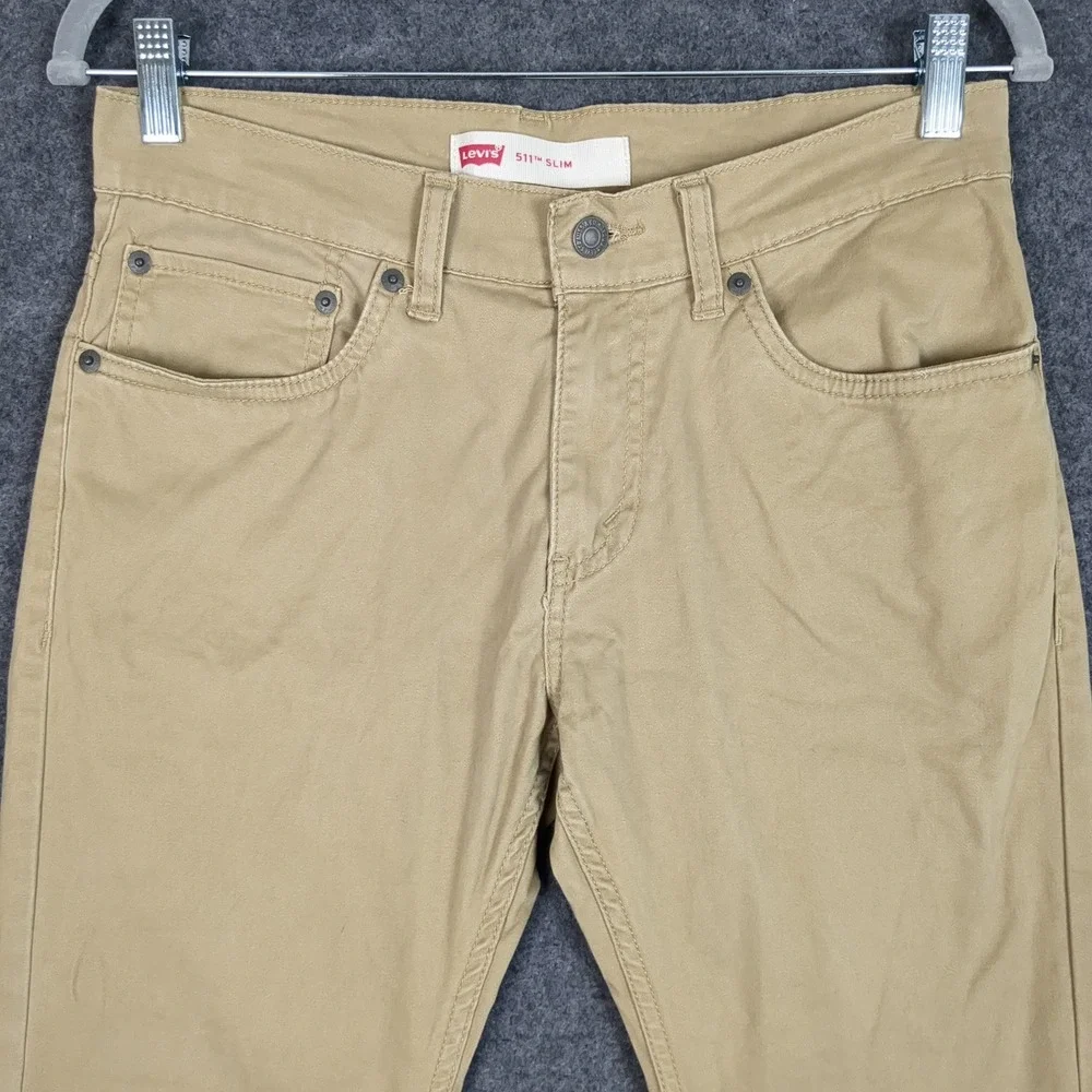 Levis 511 Slim Khaki Tan Chino Pants Boys Size 16 Reg W28 L28 Stretch‎ Cotton